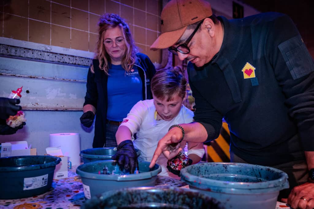 Heutink in actie tijdens Heppie Factory